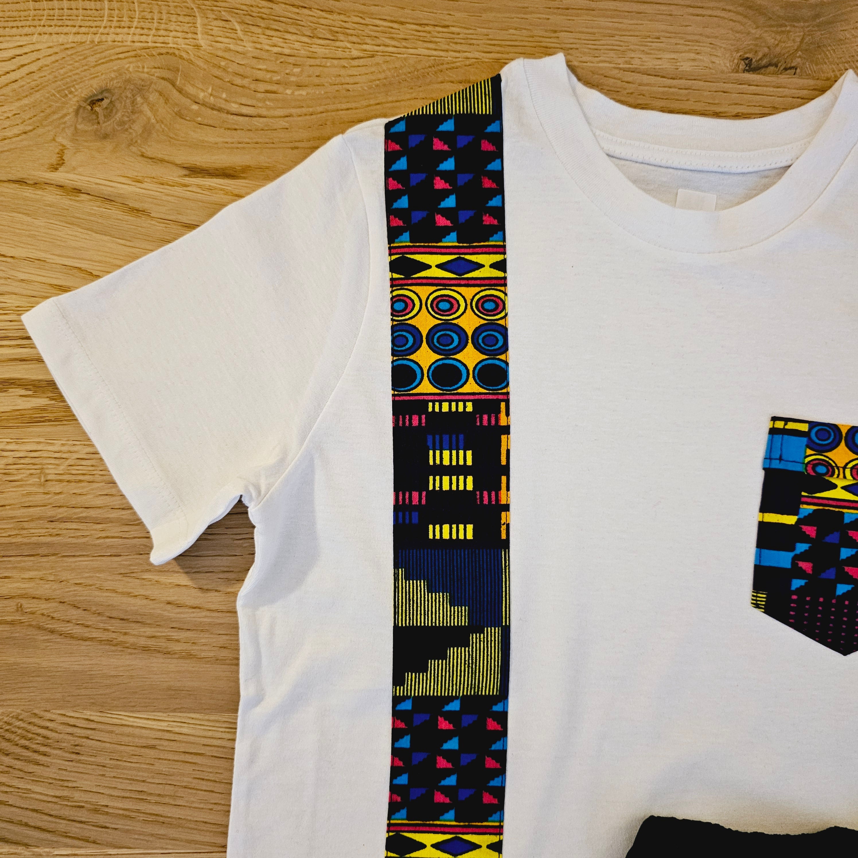 Kids T-shirt with African Ankara Print Detail | 100% cotton-1