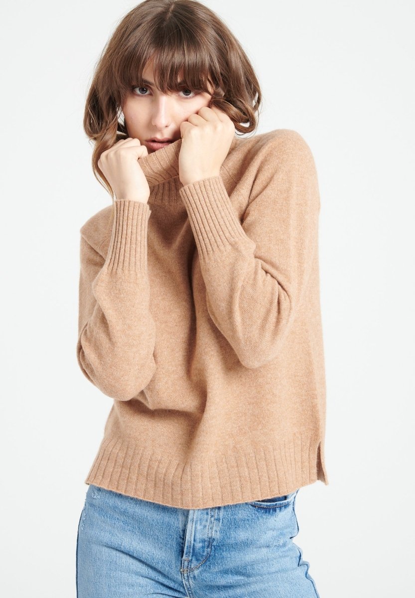 Pull col roulé cachemire camel femme - LILLY 22-3